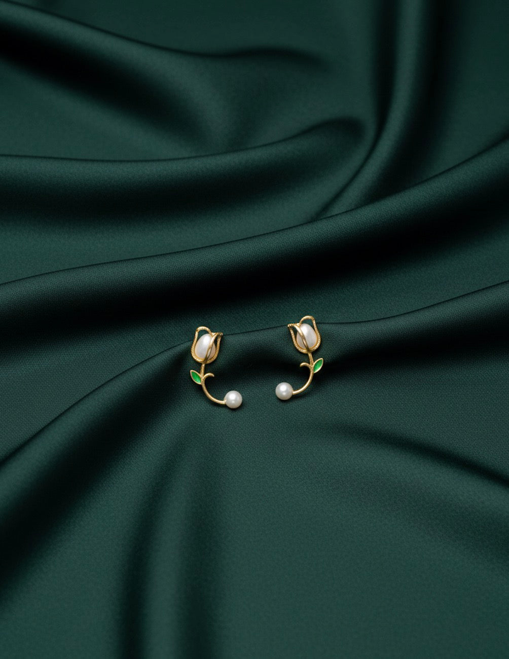 Women Gold Plated Tulip Flower Earrings