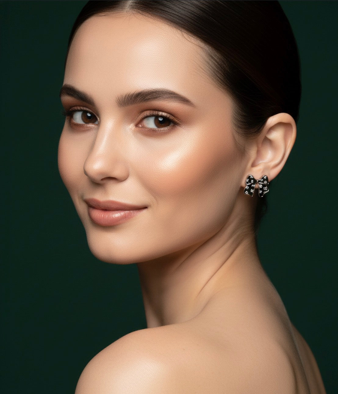 Black Riboon bow Studs