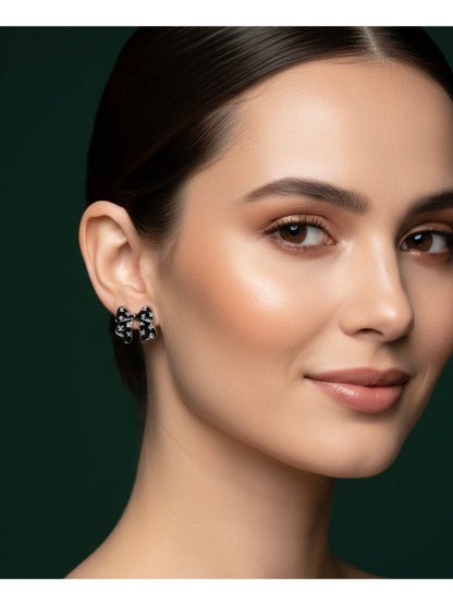 Black Riboon bow Studs