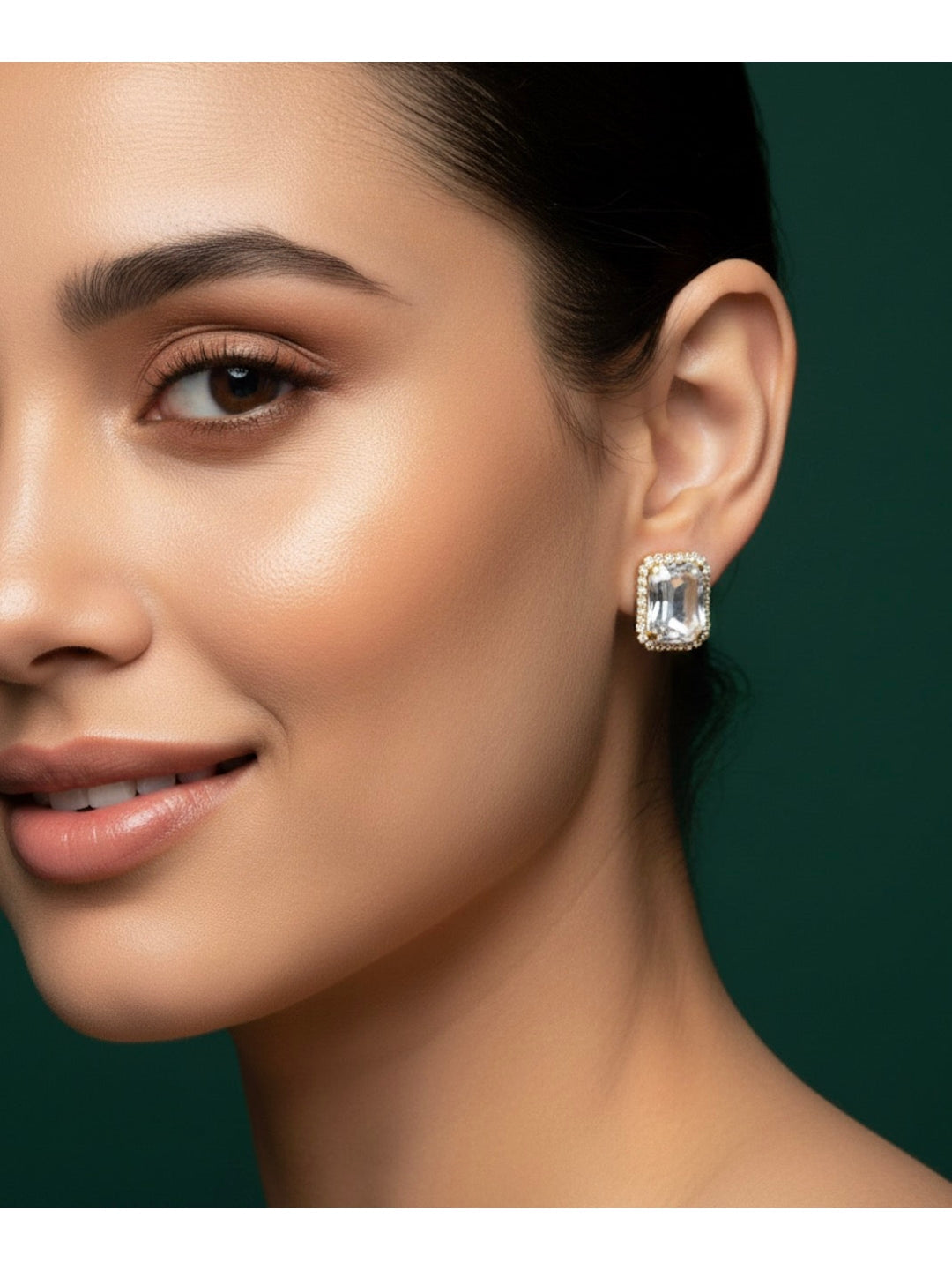 Square Fancy Whire Stone Studs