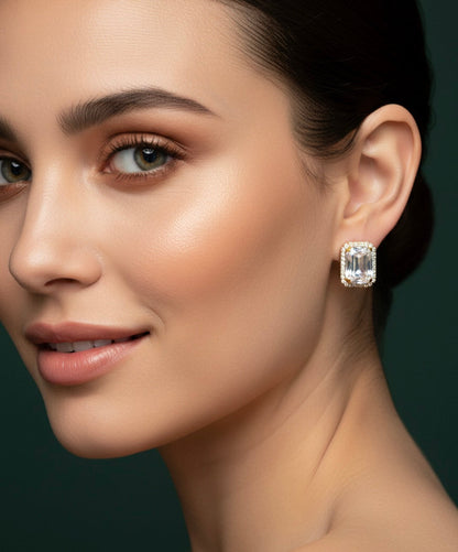 Square Fancy Whire Stone Studs