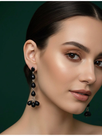 Black Fancy Pearl Drop Earrings