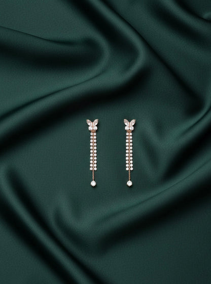 Rose Gold Fancy Beaded Tassels Earrings