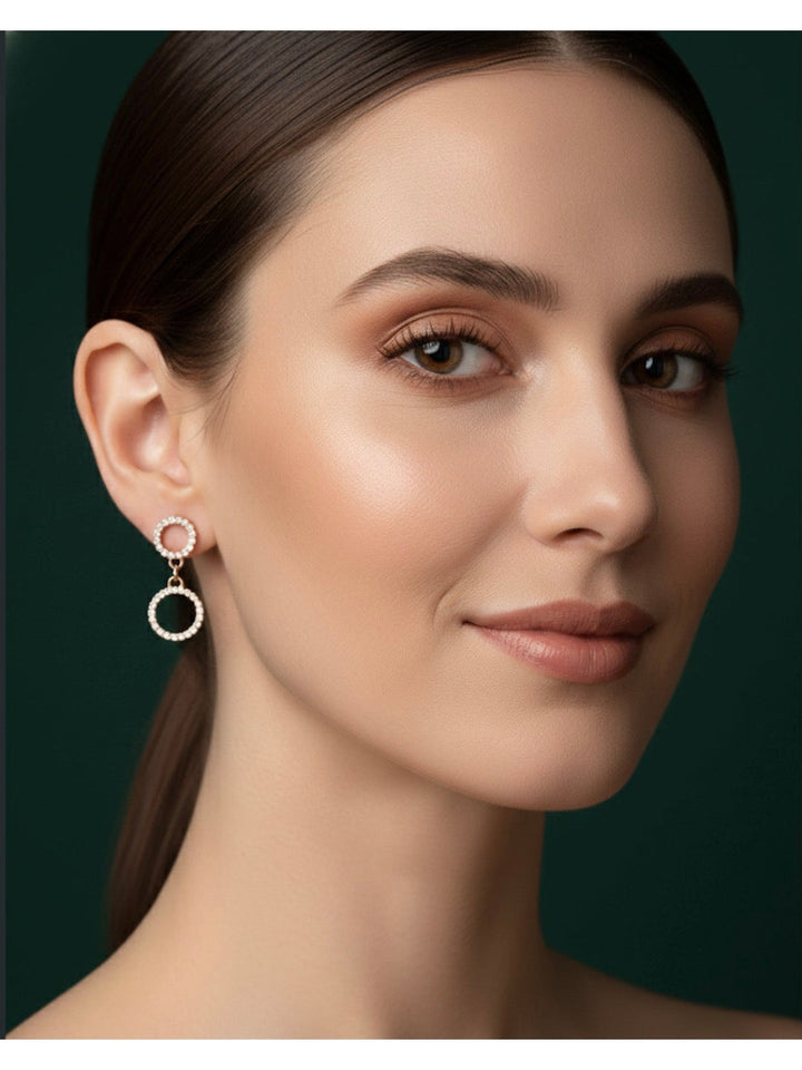 Rose Gold Dubble Ring Earrings