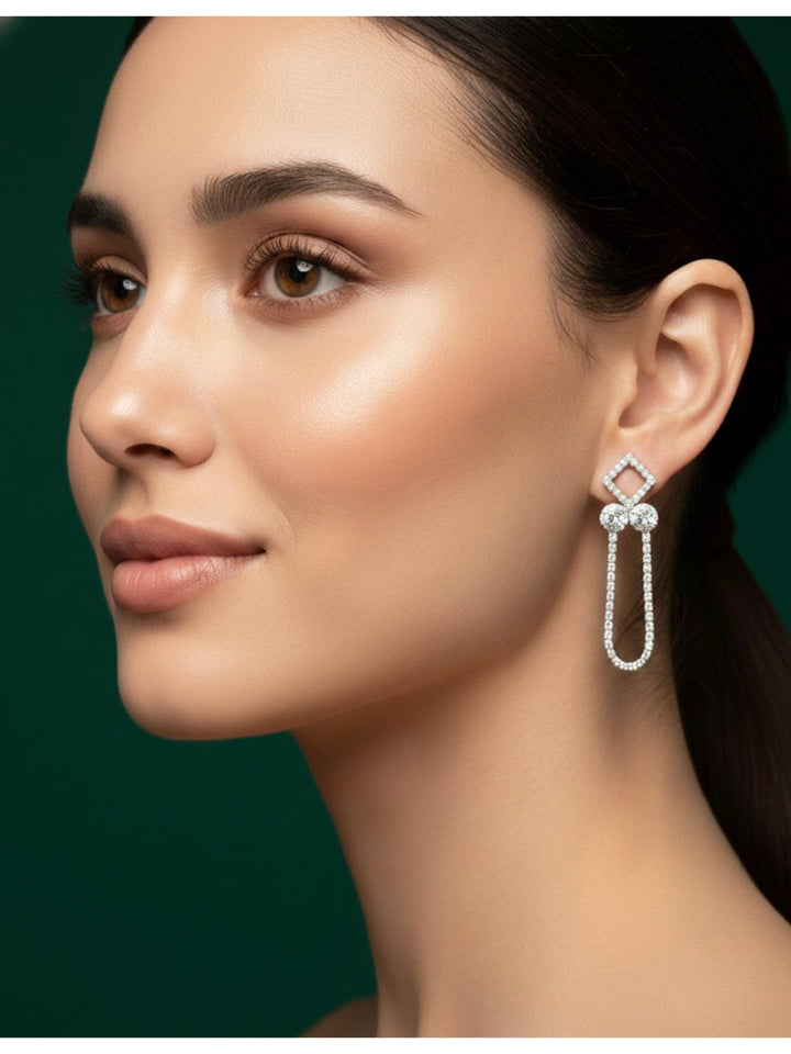 Silver Plated Unique Design Drop Earrings
