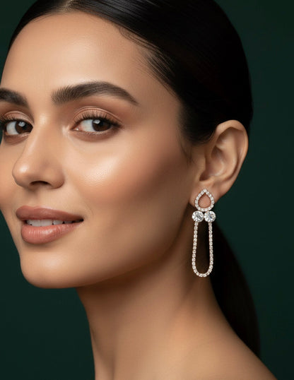 Rose Gold Unique Design Drop Earrings