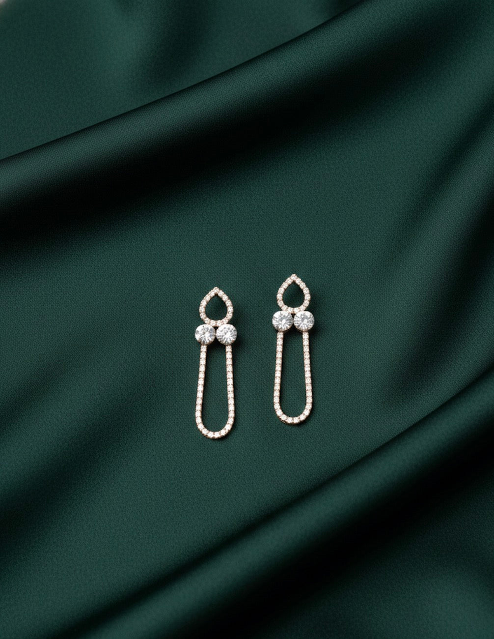Rose Gold Unique Design Drop Earrings