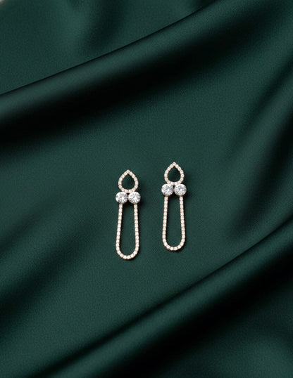 Rose Gold Unique Design Drop Earrings