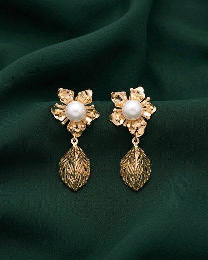 Gold Plated Flower Drop Earrings