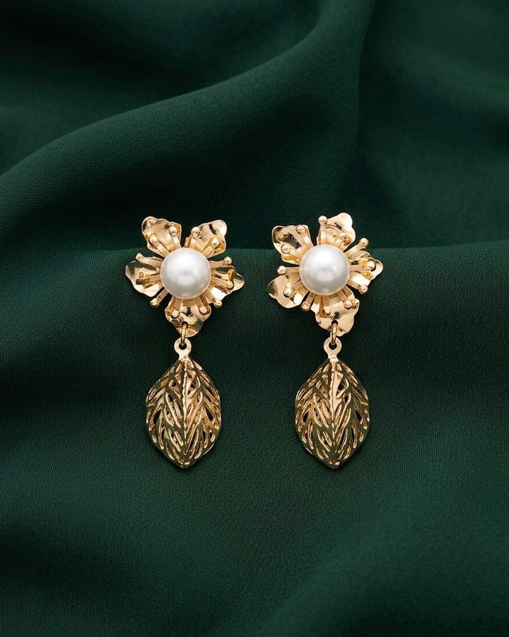 Gold Plated Flower Drop Earrings
