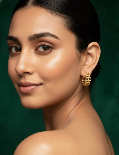 Women Gold Plated Half Small Hoops