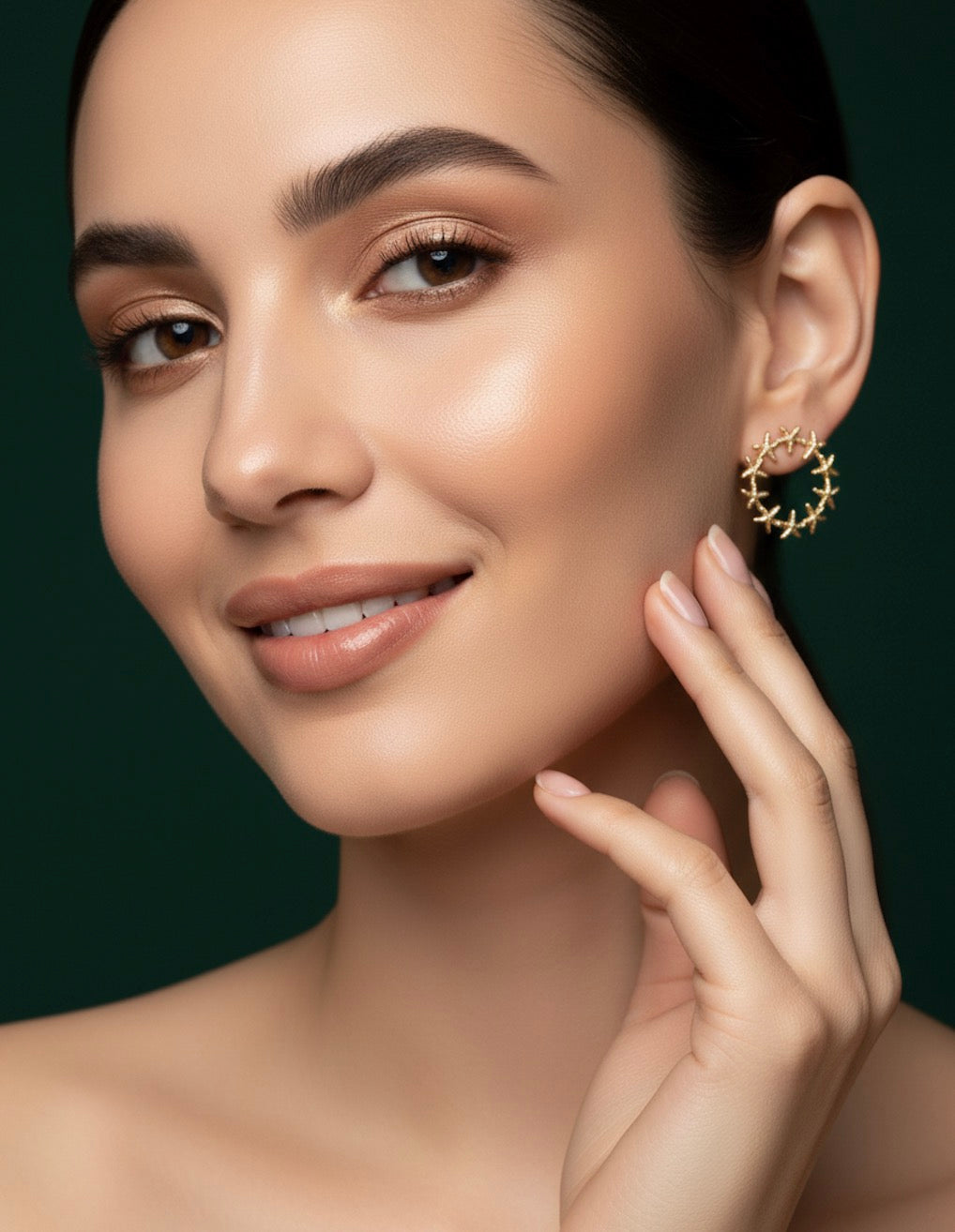 Women Gold Plated Round Earing