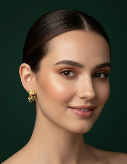 Women Gold Plated Octopus Shaped Earing