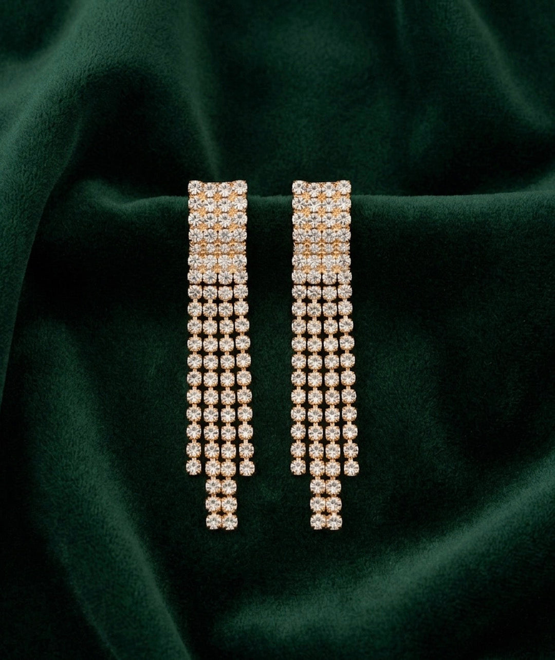 Artificial Diamond &amp; Beaded Drop Earrings