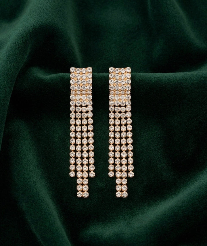 Artificial Diamond &amp; Beaded Drop Earrings