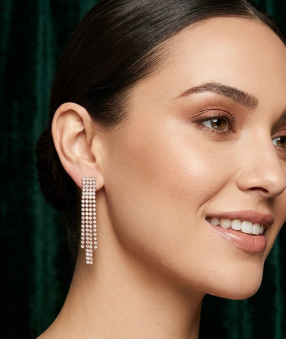 Artificial Diamond &amp; Beaded Drop Earrings