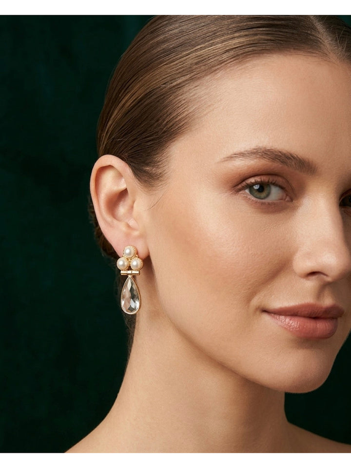 Aartificial Stone &amp; Beaded Earrings