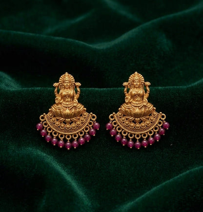 Women Golden South Indian Drop Earrings