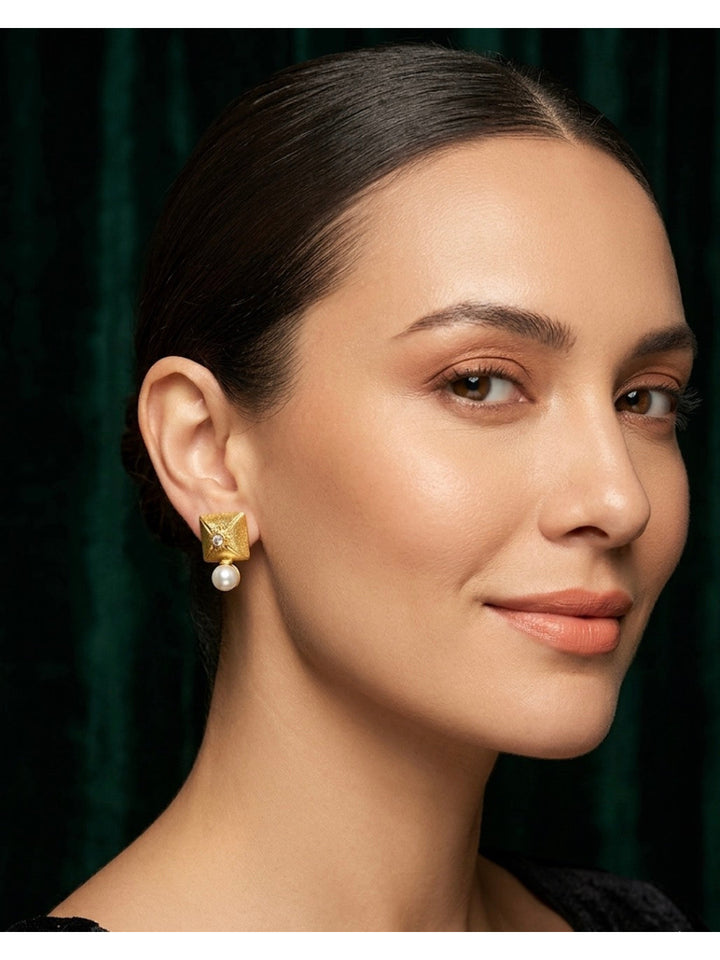 Gold Plated Sqaire Fancy Studs