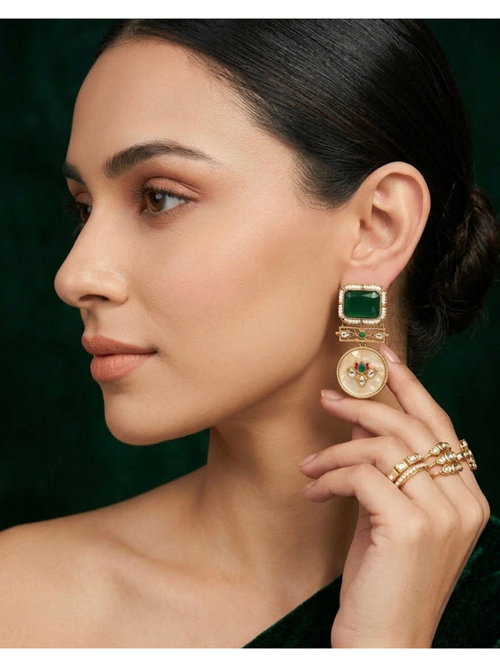 Fancy Green Stone Drop Earrings