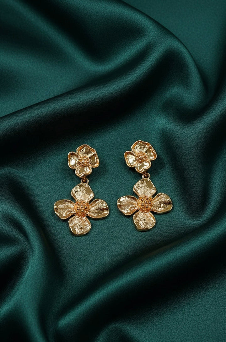 Golden Floral Design Earrings