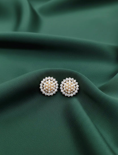 Trendy White Beaded Mini Studs