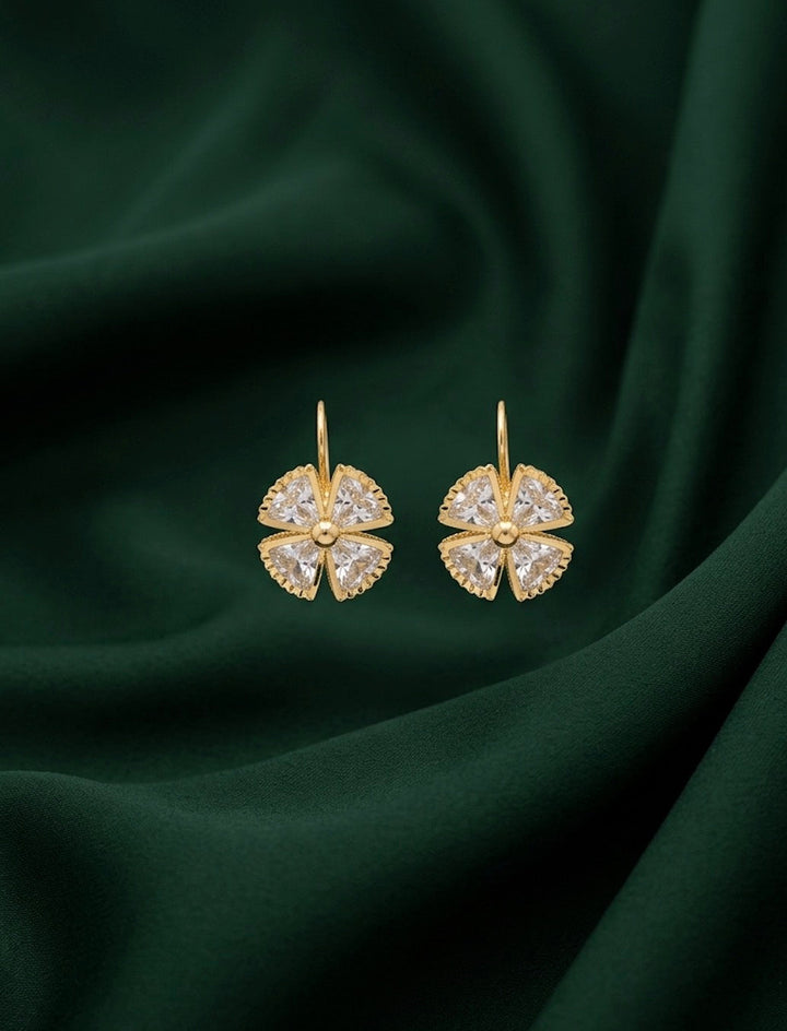 Gold Plated Fancy Flower Shaped Earrings