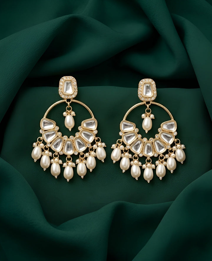 Kundan &amp; Pearl Traditional Ethnic Statement Earrings