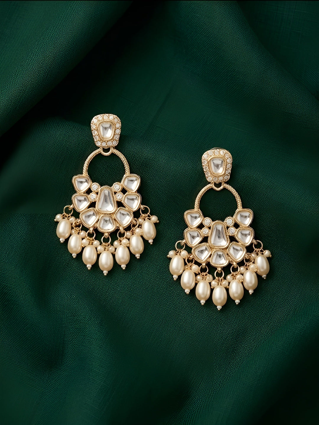 Kundan &amp; Pearl Traditional Ethnic Statement Earrings
