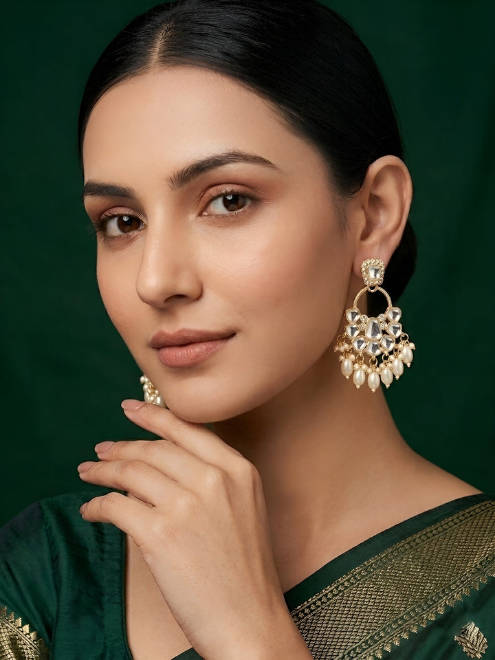 Kundan &amp; Pearl Traditional Ethnic Statement Earrings