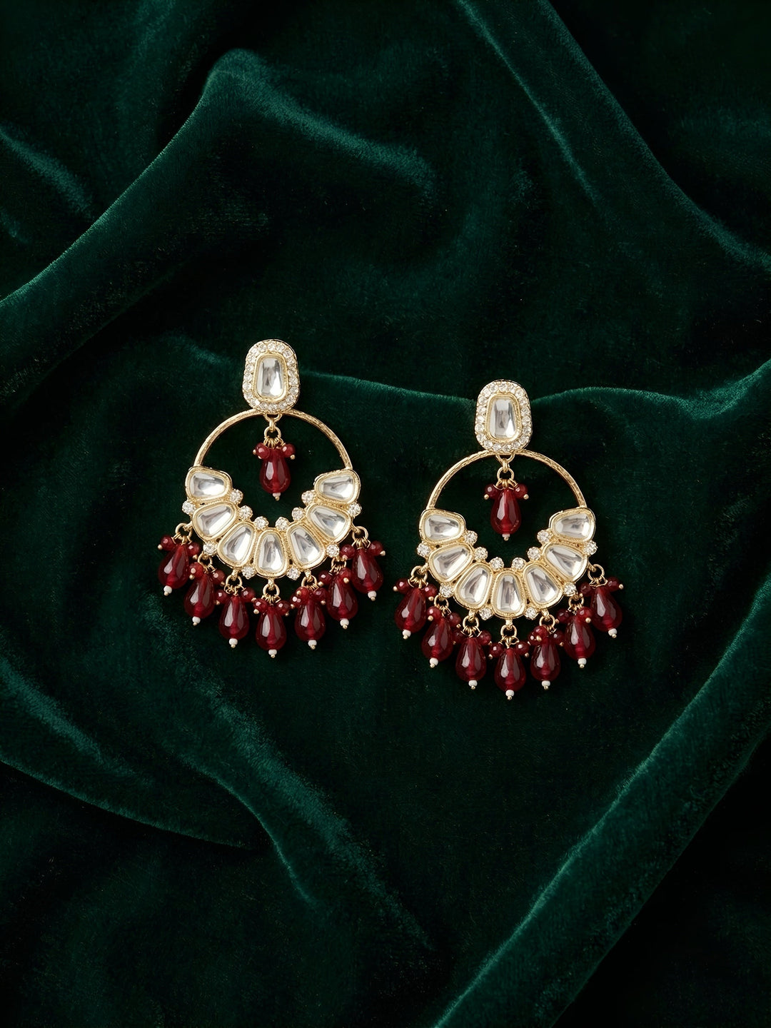 Gold Plated Kundan Drop Earrings