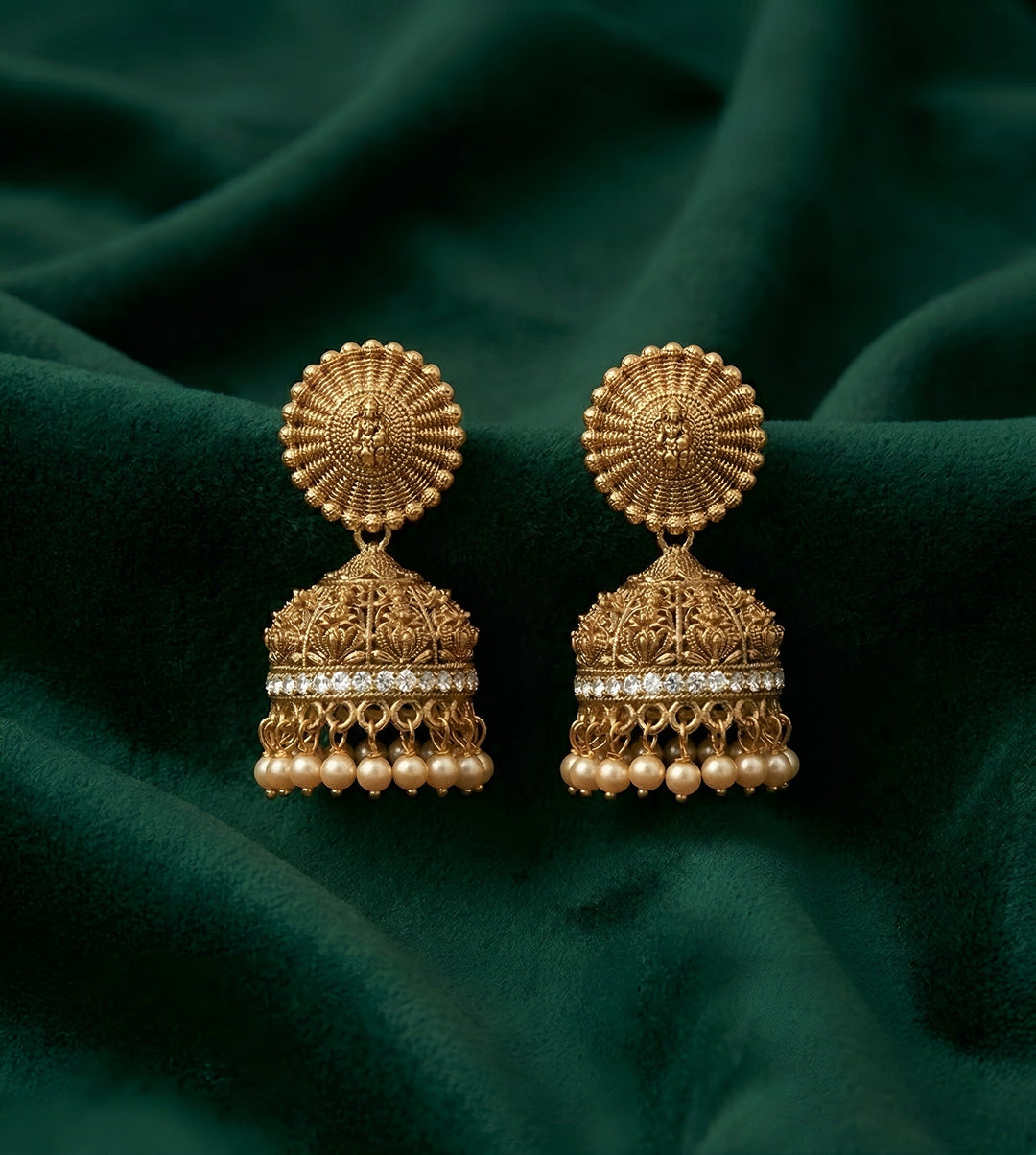 Gold Oxidized Plated Indo-Western Jhumka