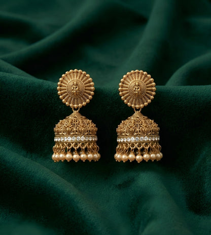 Gold Oxidized Plated Indo-Western Jhumka