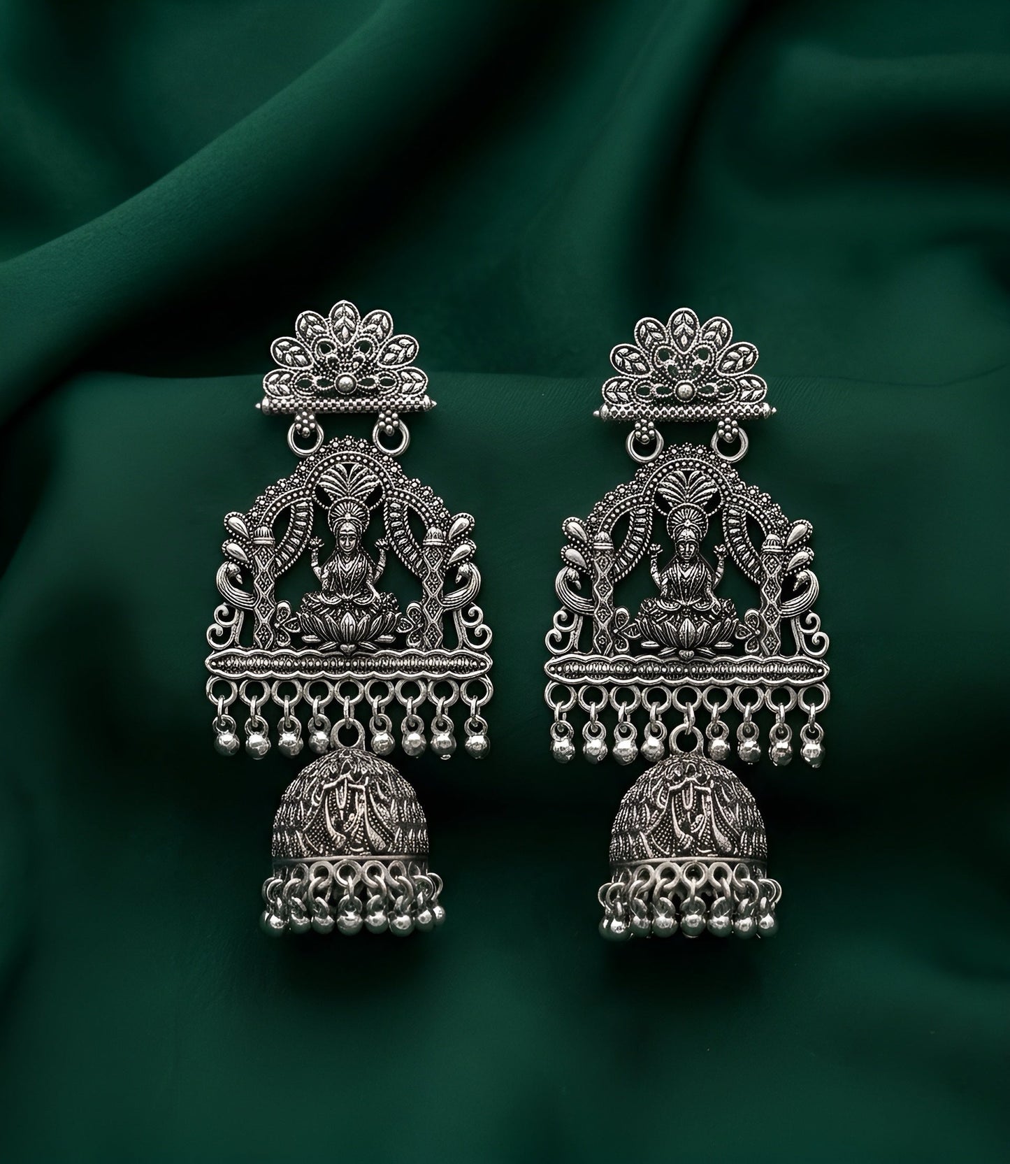 Silver Plated Oxidized Indo-Western Drop Earrings