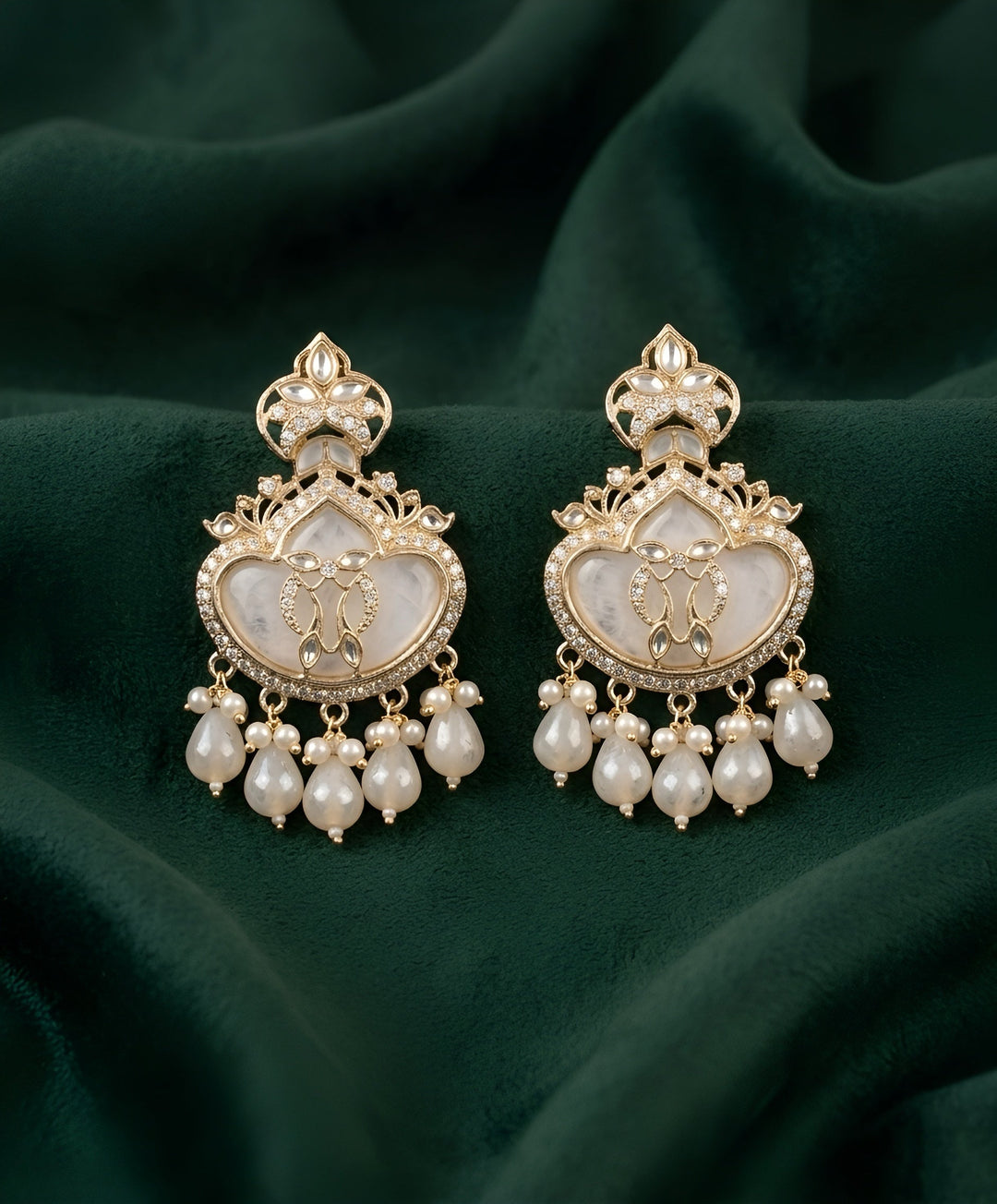 Kundan &amp; Pearl Traditional Ethnic Statement Earrings