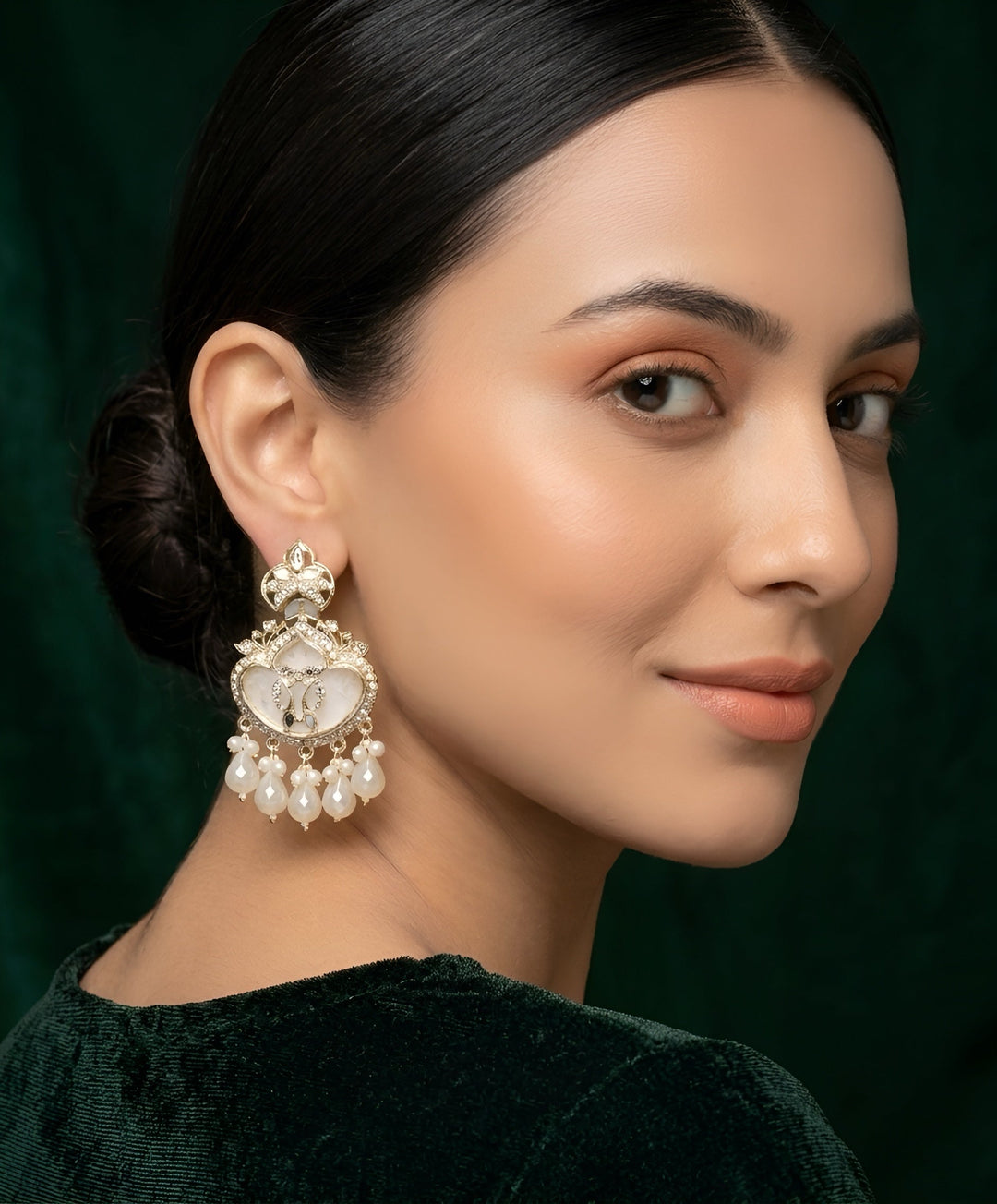 Kundan &amp; Pearl Traditional Ethnic Statement Earrings