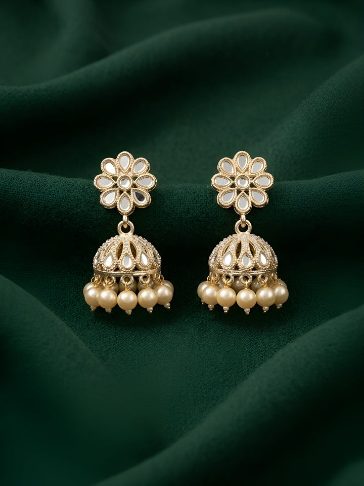 Kundan &amp; Pearl Statement Jhumki Earrings