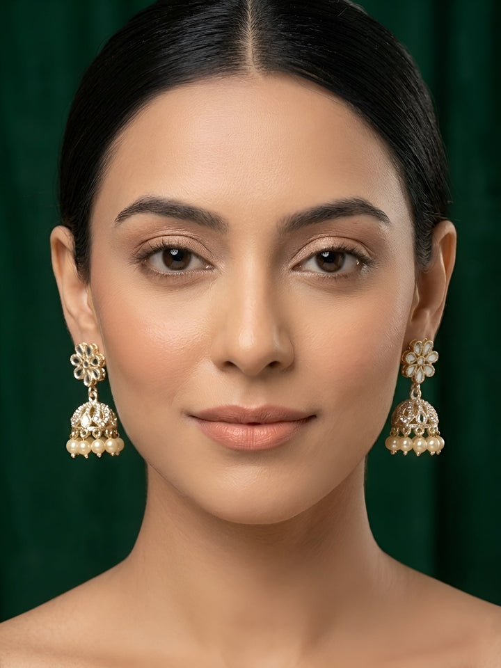 Kundan &amp; Pearl Statement Jhumki Earrings