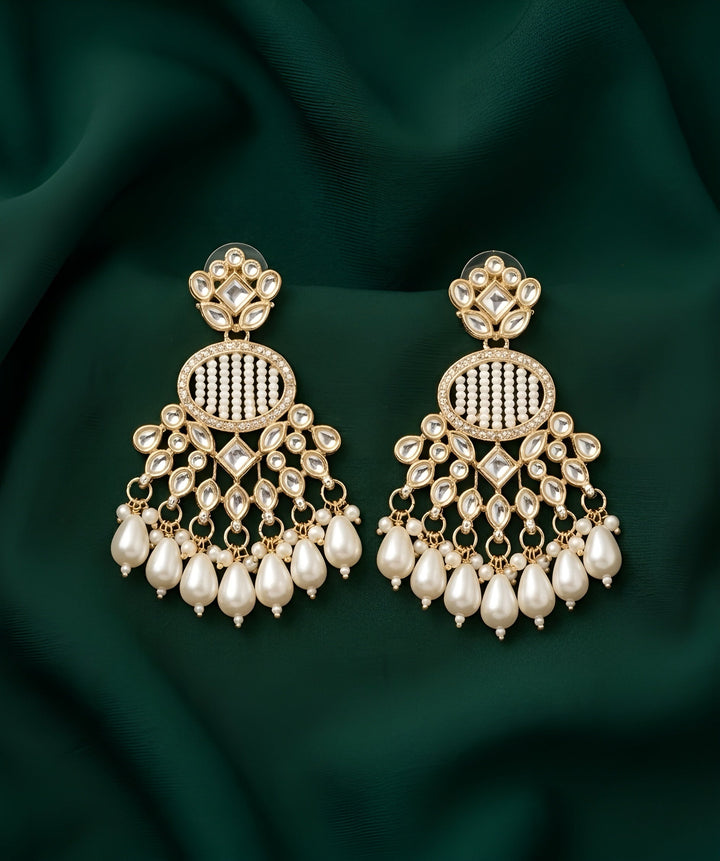 Kundan &amp; Pearl Traditional Ethnic Statement Earrings