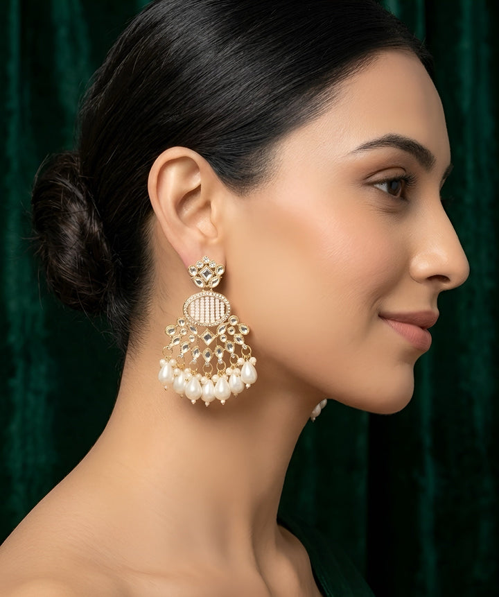 Kundan &amp; Pearl Traditional Ethnic Statement Earrings