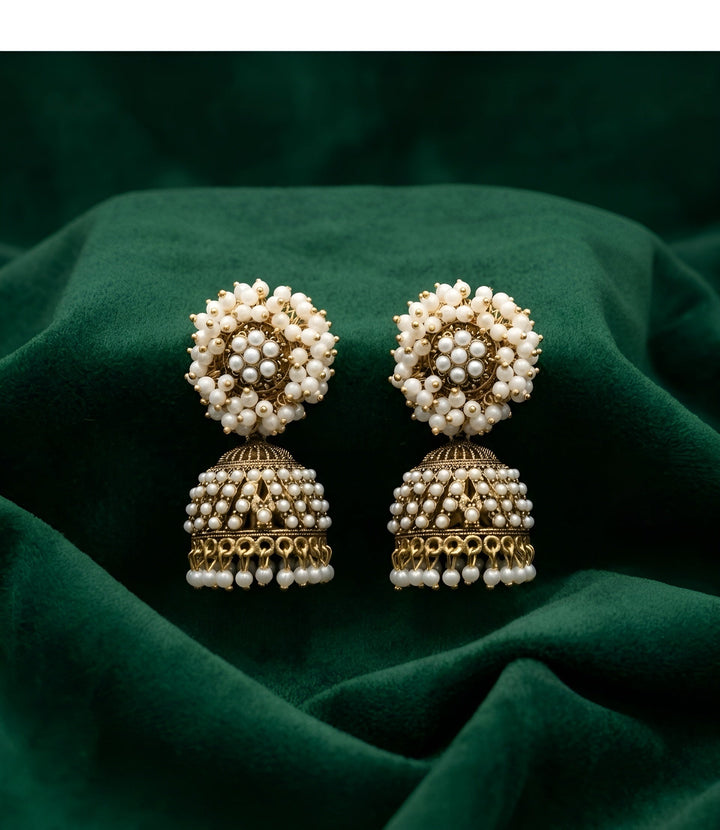 Gold Oxidized With Beaded Beautiful Jhumka