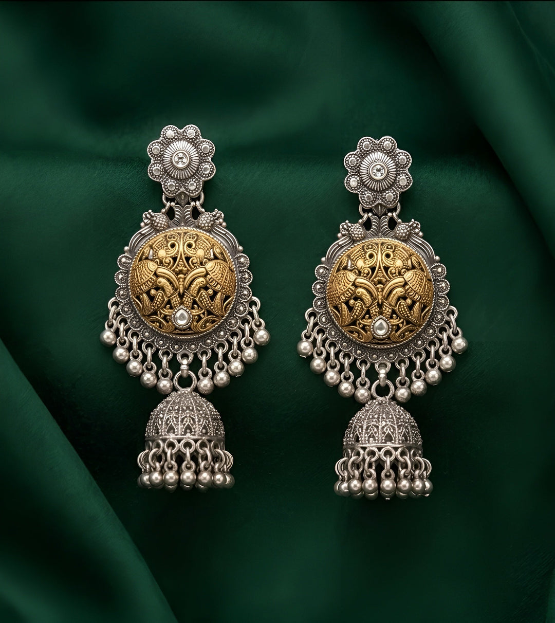 Silver Plated Oxidized Jhumka Earrings