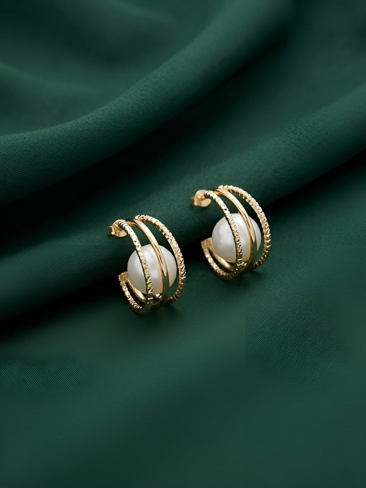 Silver Plated Fancy Pearl Hoops
