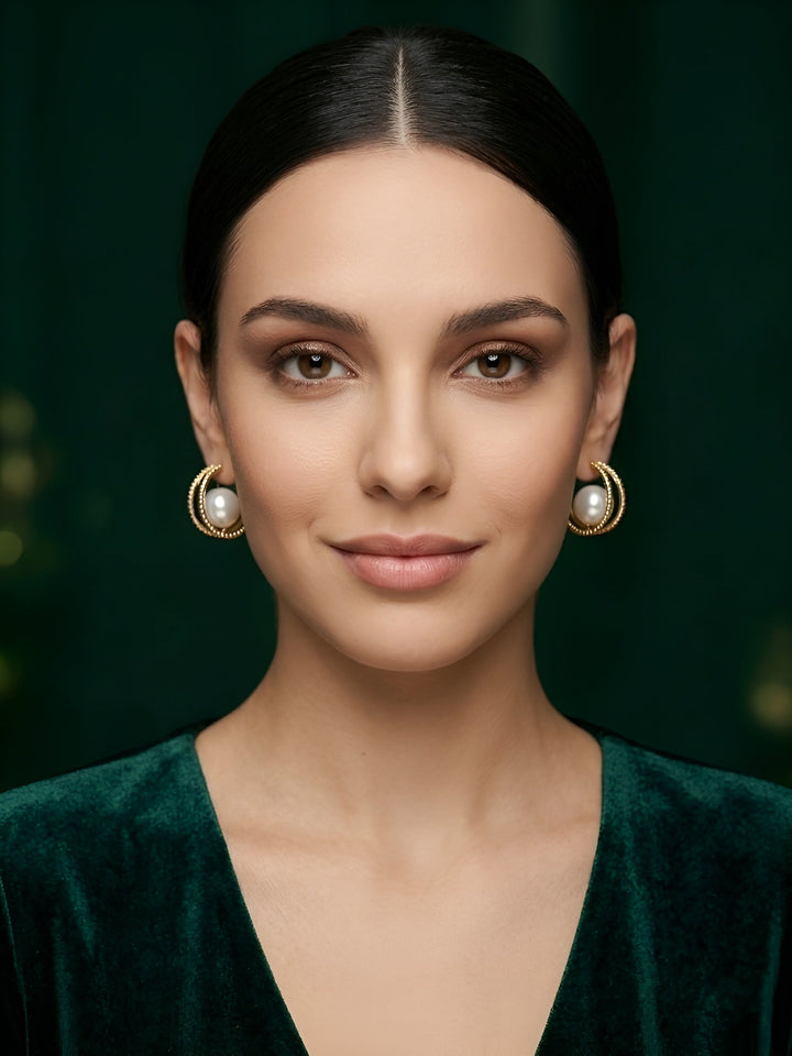 Silver Plated Fancy Pearl Hoops