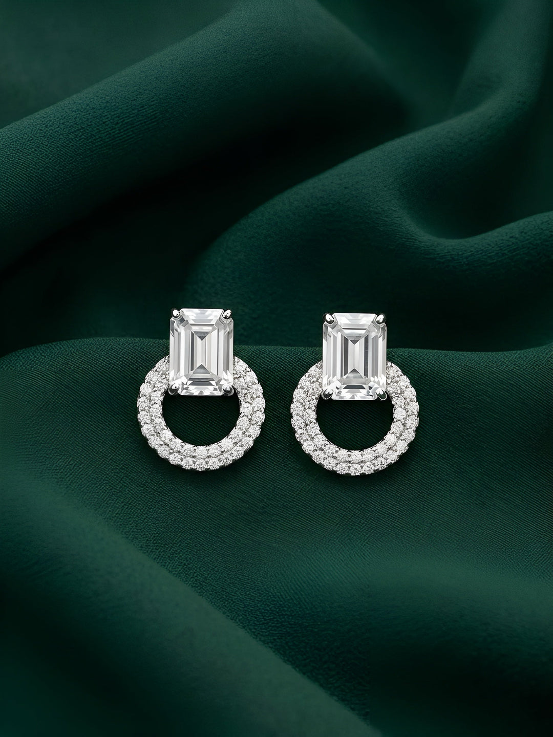 Silver Plated Fancy Ston &amp; Pearl Earrings