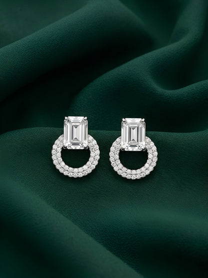 Silver Plated Fancy Ston & Pearl Earrings