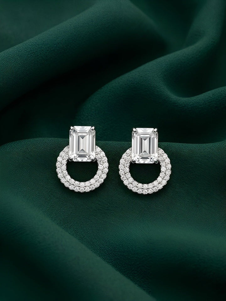 Silver Plated Fancy Ston &amp; Pearl Earrings