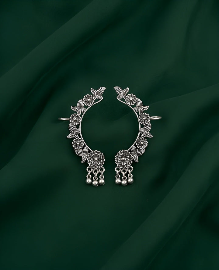 Silver Plated Oxidized Contemporery Ear Cuff