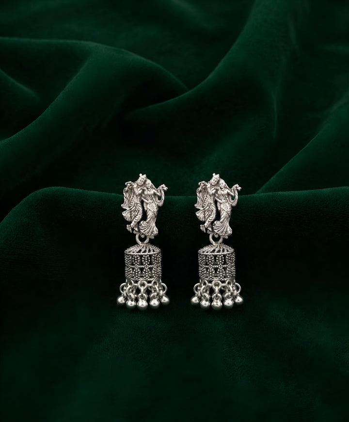 Silver Plated Oxidized Unique Design Jhumki