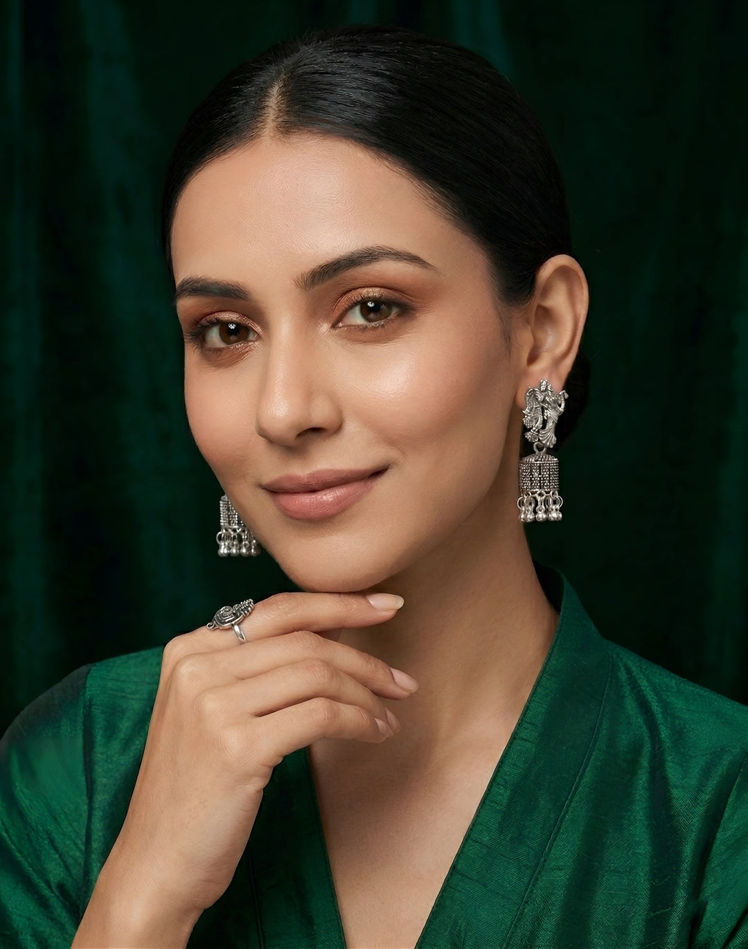 Silver Plated Oxidized Unique Design Jhumki